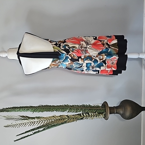 Studio Y Retro Coral, Turquoise, and Brown Halter Dress - Picture 3 of 12